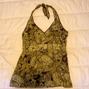 Jones New York Sport green and white floral halter top size S